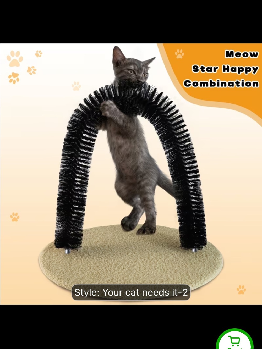 Cat Arch Scratching Toy with Plush Ball - Black Arch, Light Gray Ball - Picture 5 of 10